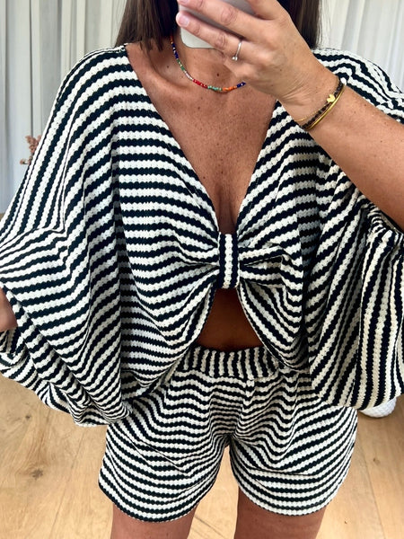 Stripe Knot Front Suit