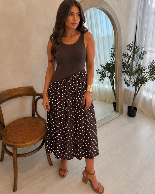 Chocolate Polka Midi Dress