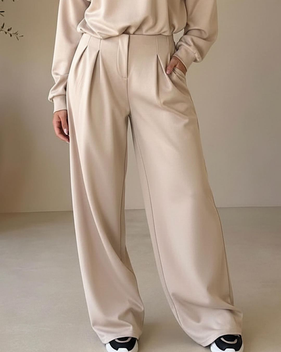Beige Top & Trousers Suit