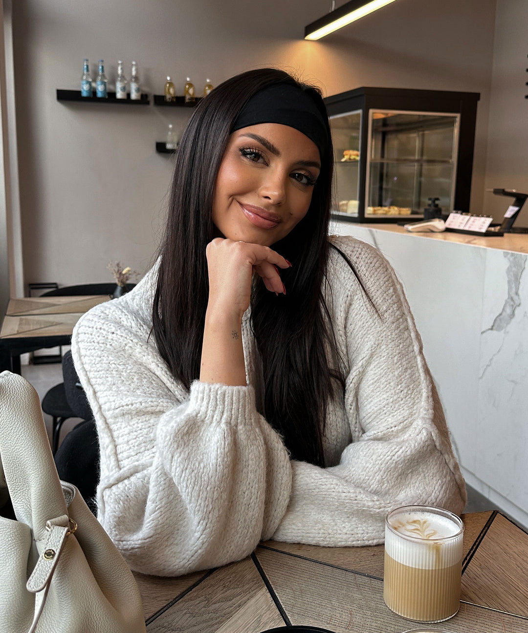 Beige Oversized Knit Dress