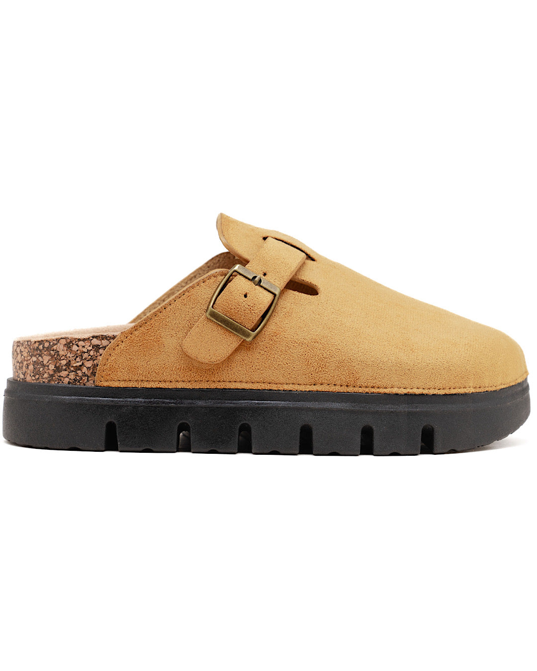Camel Faux Suede Chunky Clogs