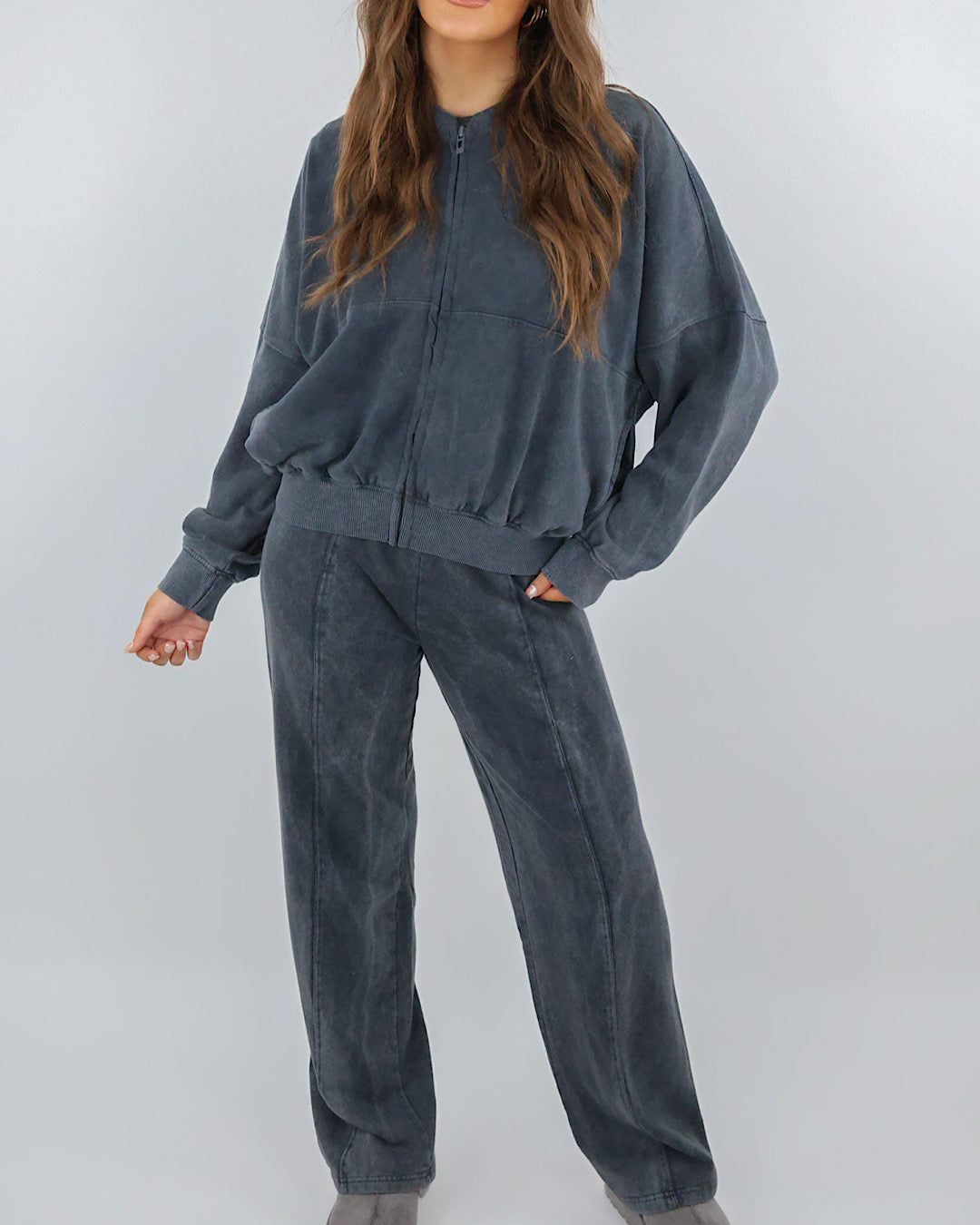 Acid Wash Bomber and Joggers Suit