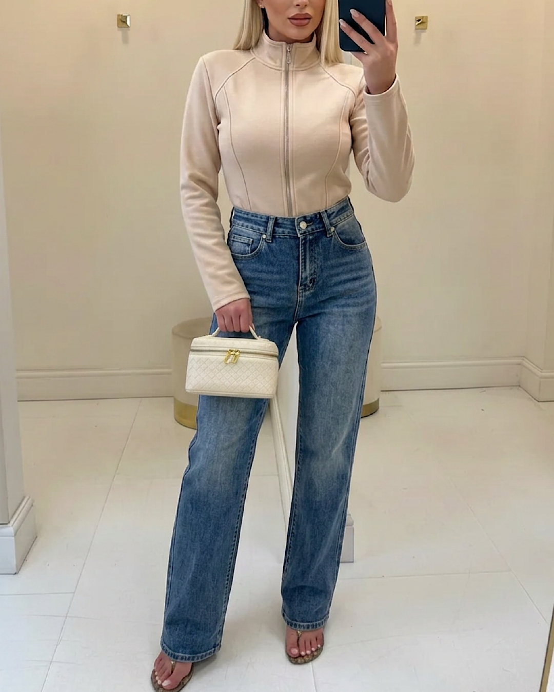 Straight Leg Leopard Diamond  Jeans