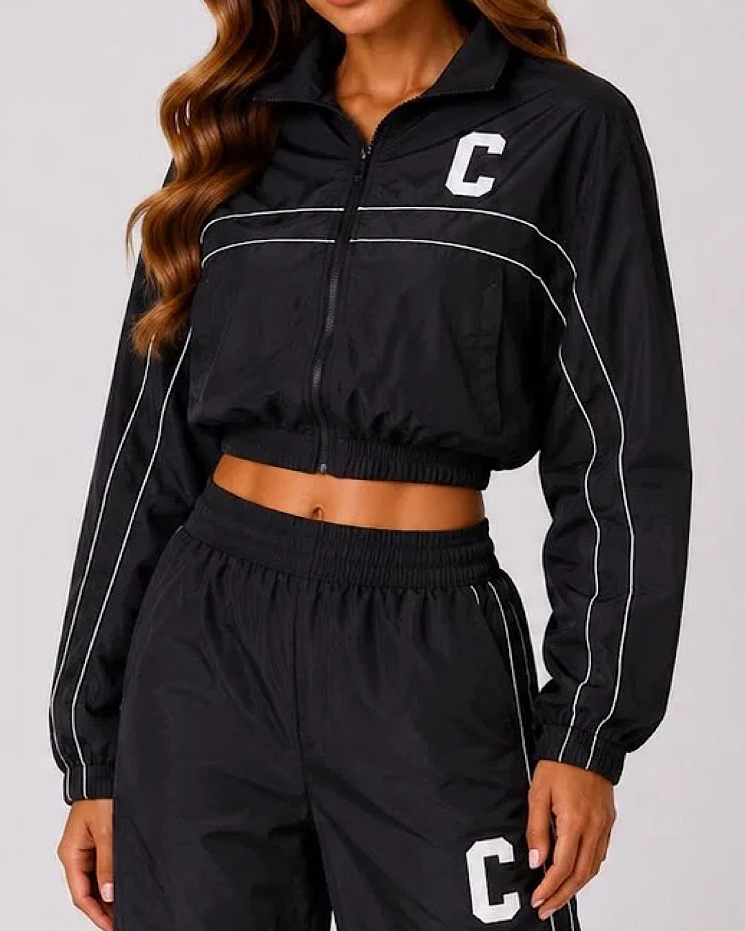 Black Shell Jacket and Joggers Tracksuit