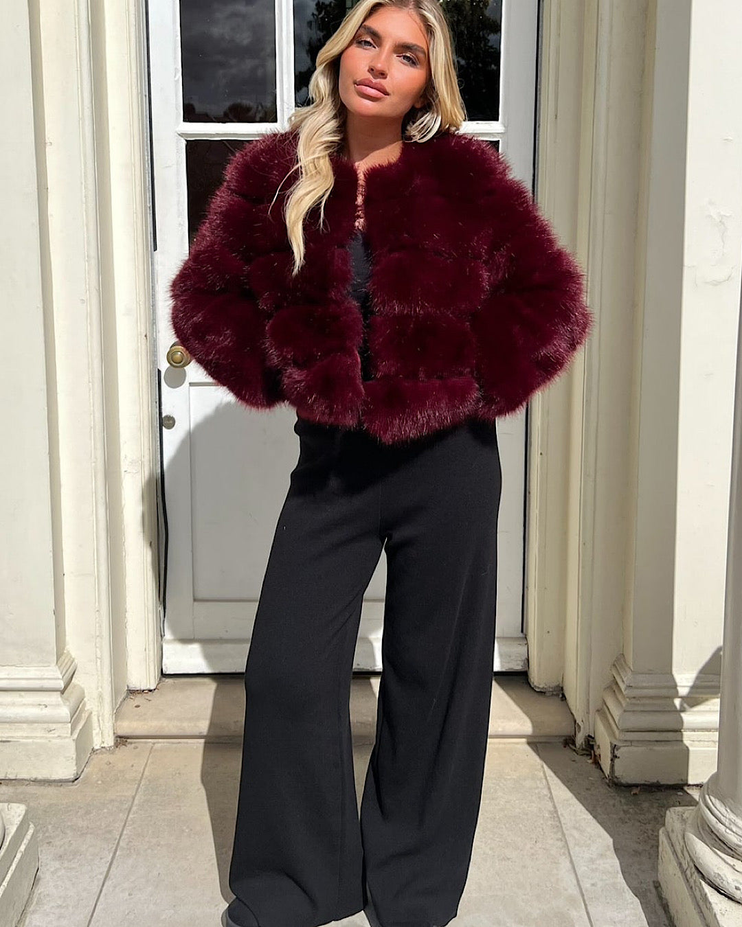 Wine Premium Faux Fur Jacket