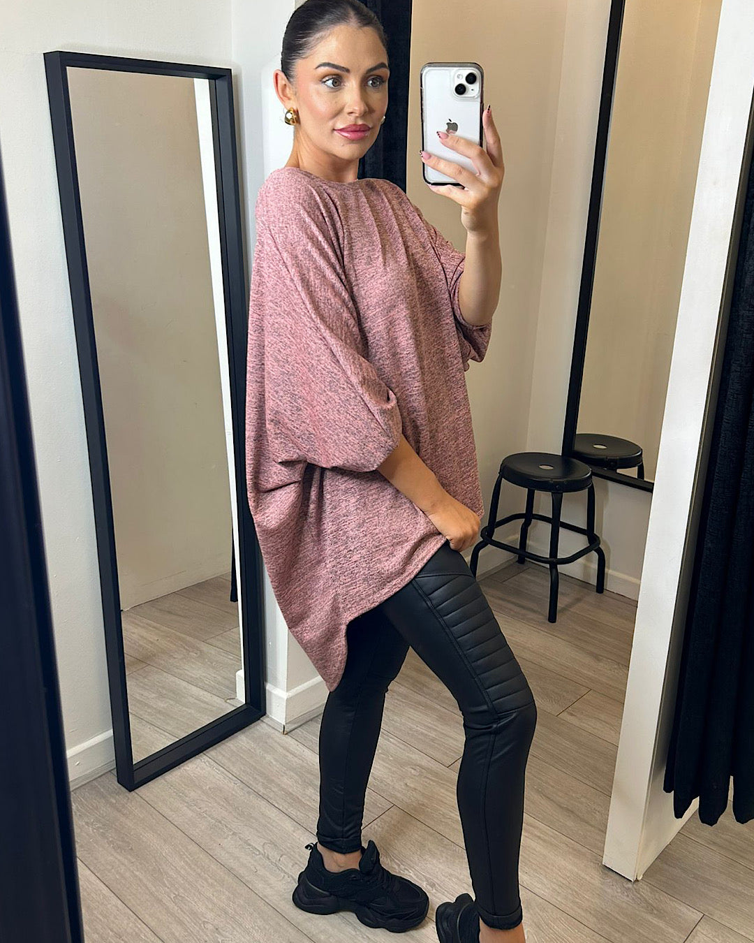 Pink Oversized Batwing Knit