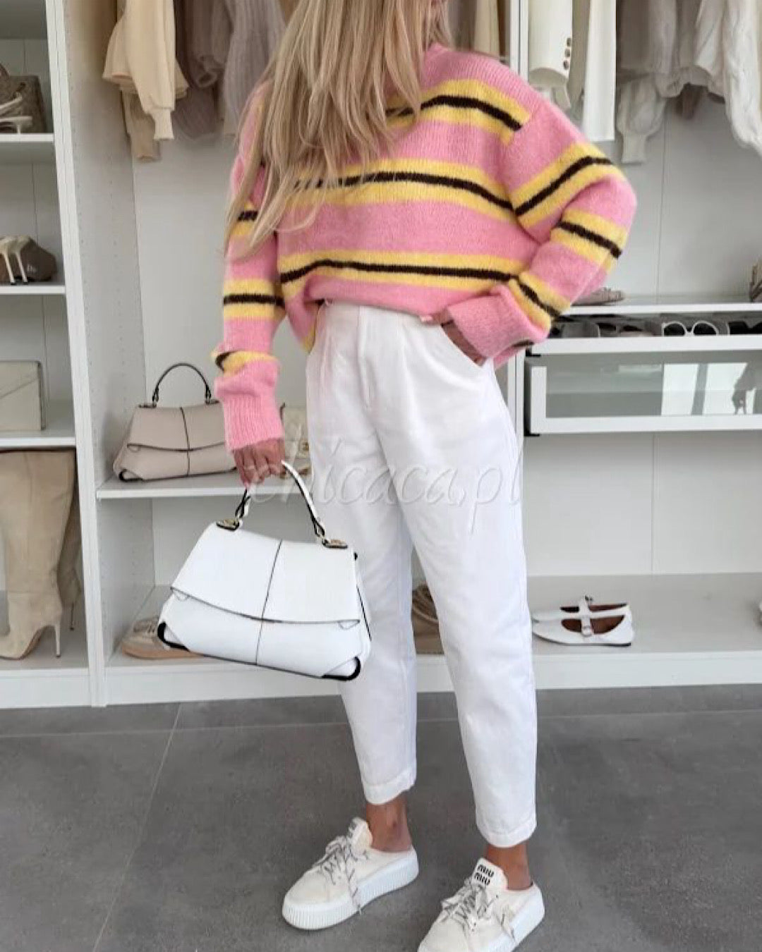 Pink Stripe Oversized Knit