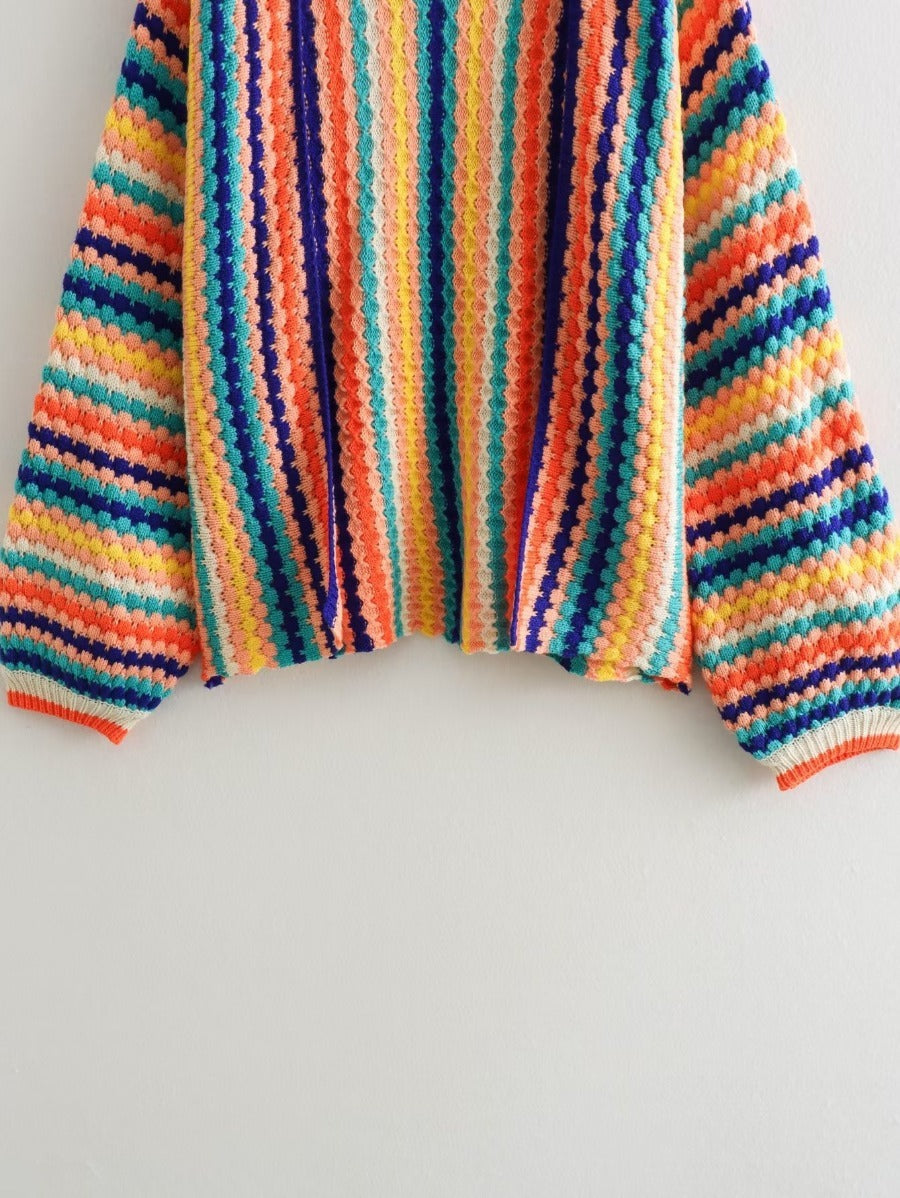 Rainbow Stripe Knit Cardigan