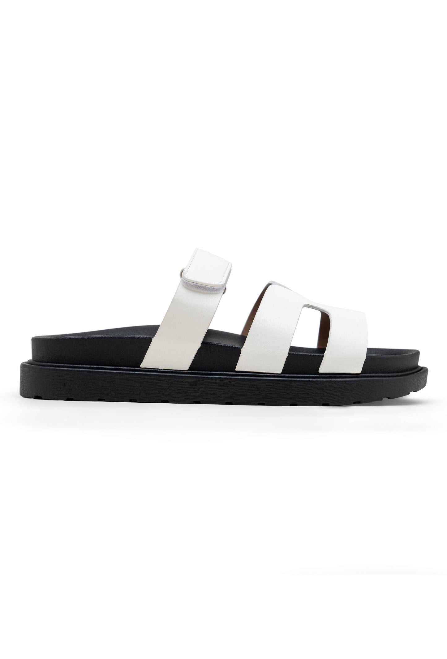 White Velcro Slider Sandals