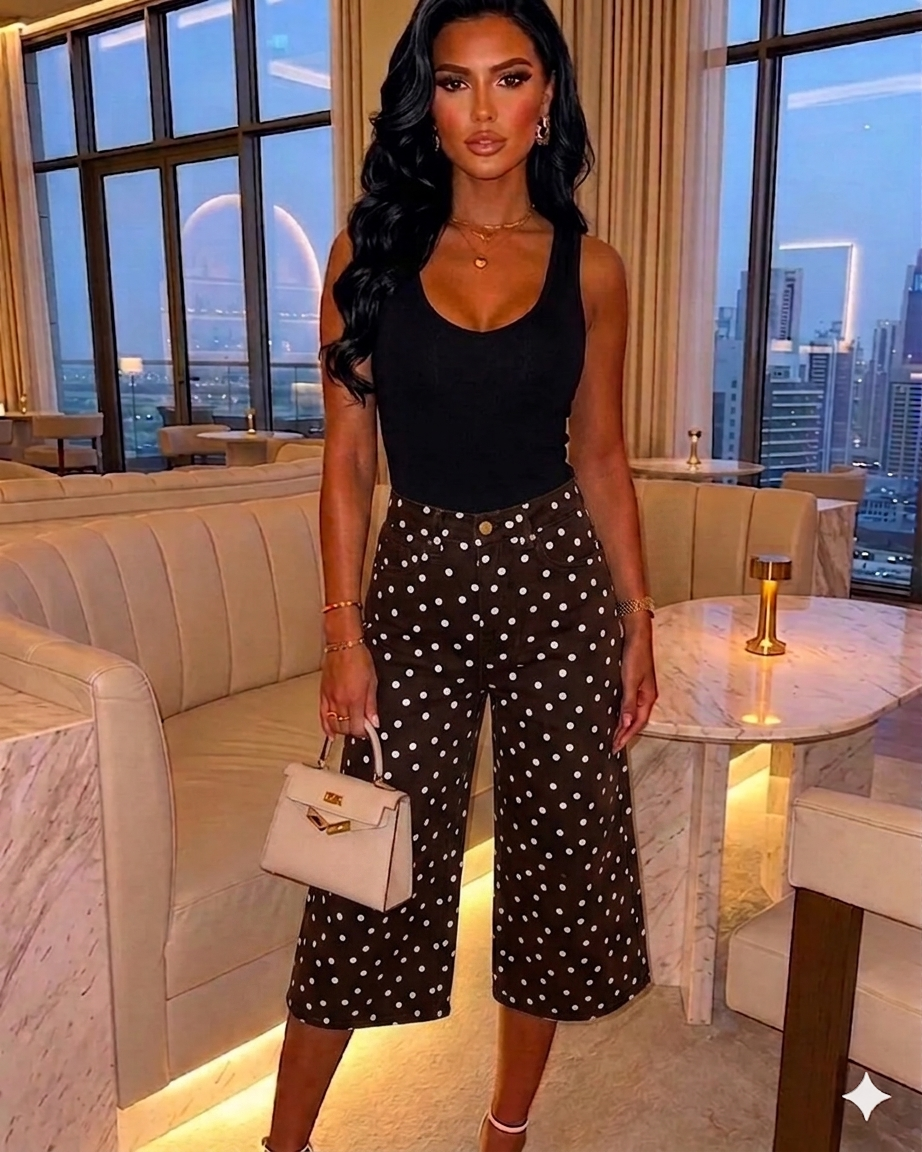 Chocolate Polka Bermuda Jeans
