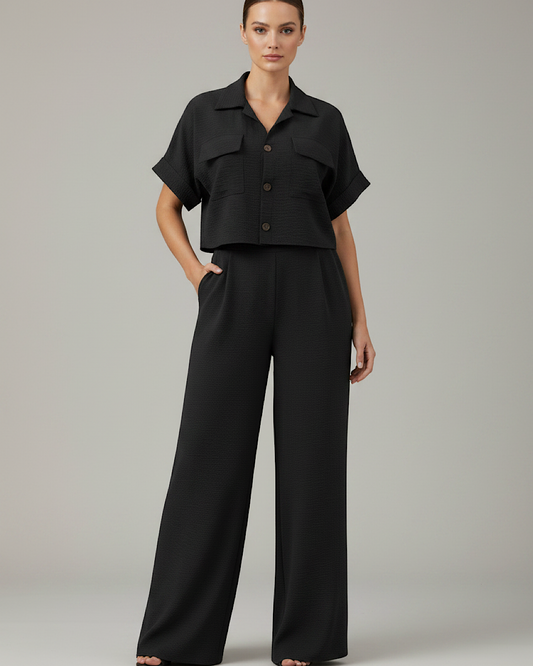 Black Shirt and Trousers Suit