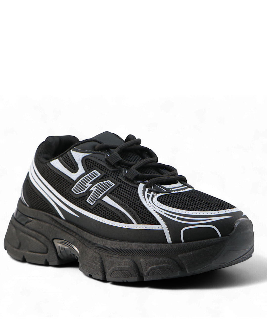 Black with White Chunky Trainers