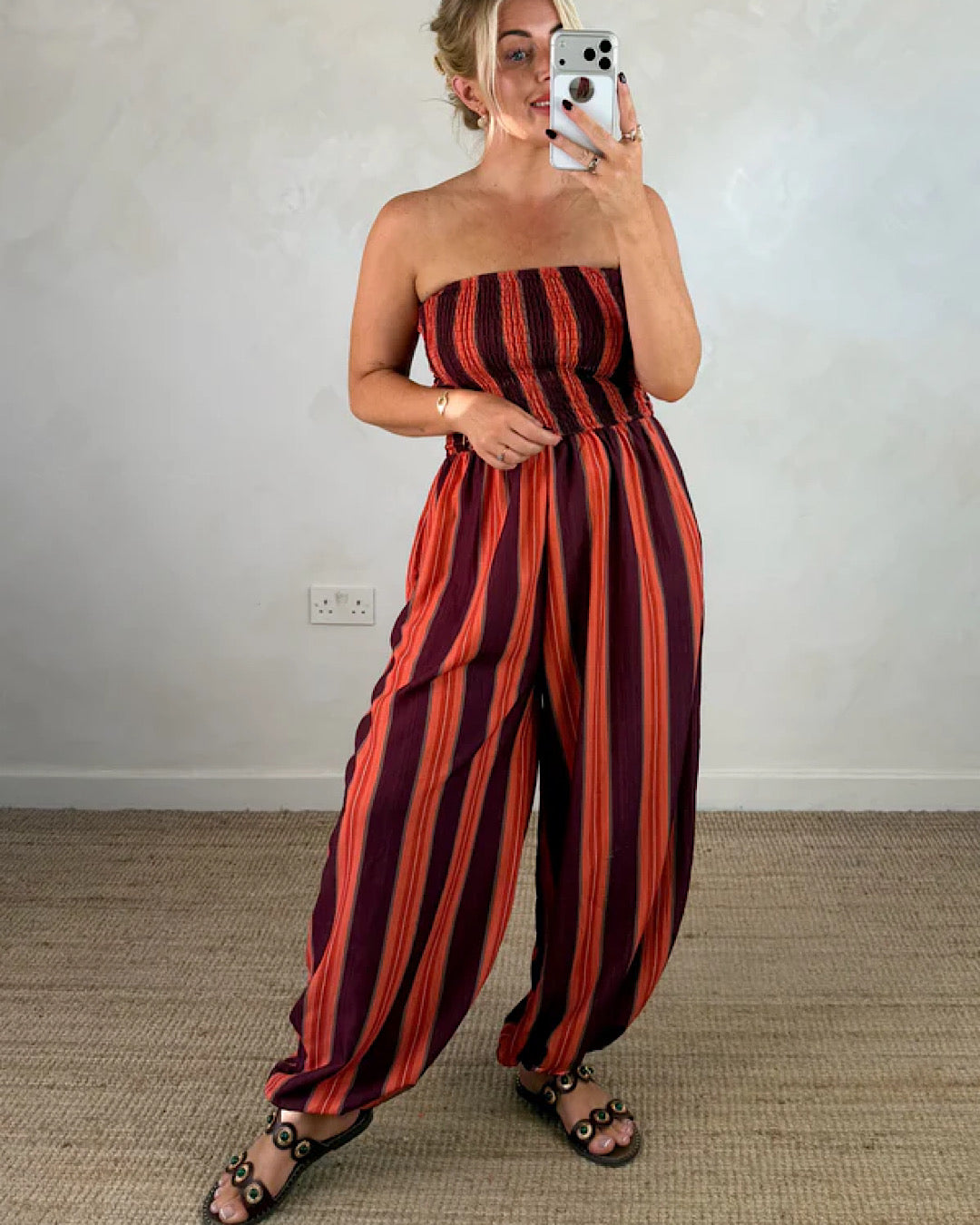 Orange Plum Stripe Jumpsuit