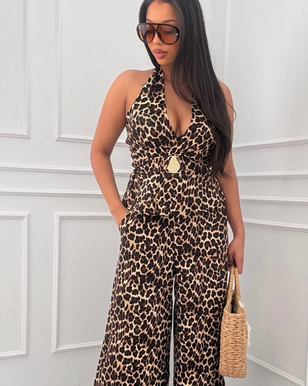 Leopard Top & Trousers Set