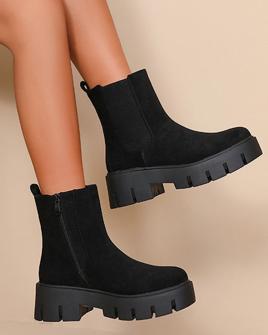 Black Faux Suede Chelsea Boots