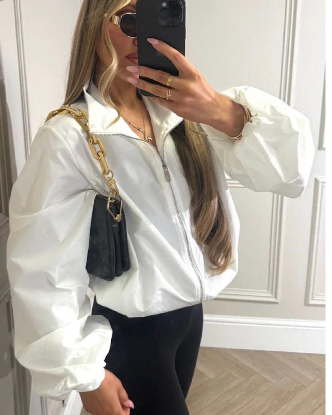 White High Neck Nylon Jacket