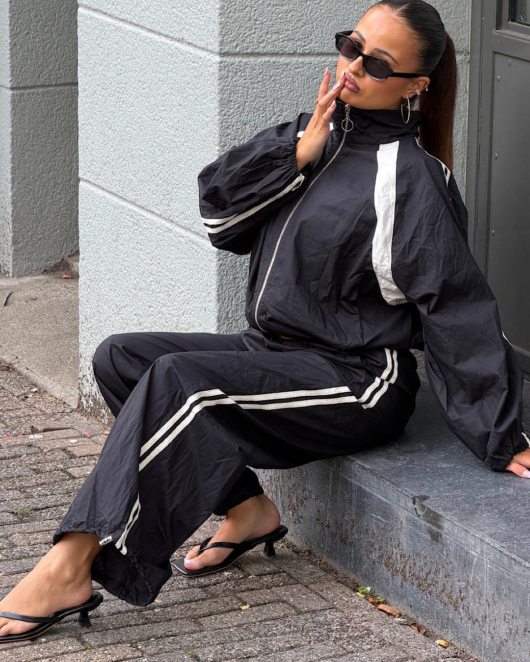 Black Windbreaker Tracksuit