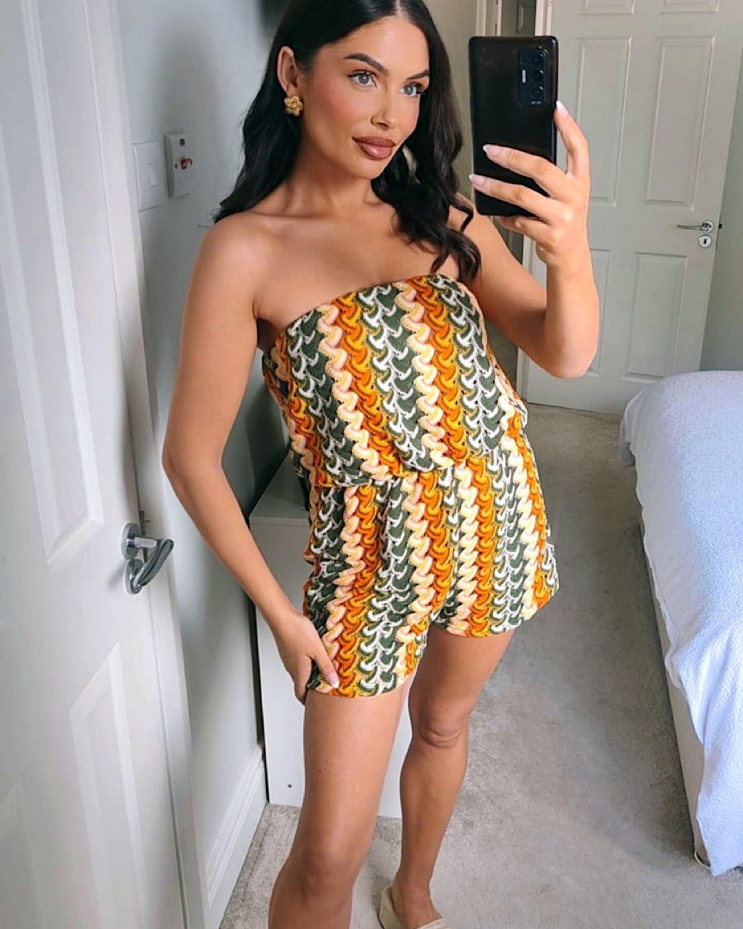 Orange Knit Playsuit