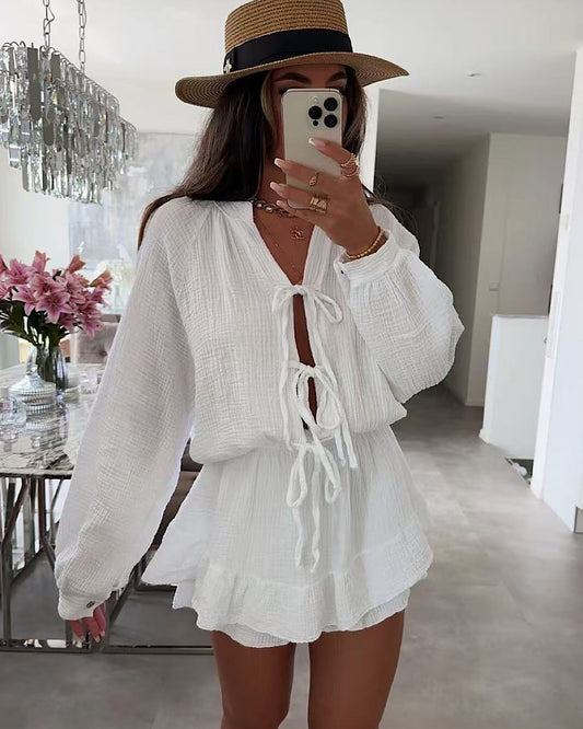 White Lace Front Playsuit