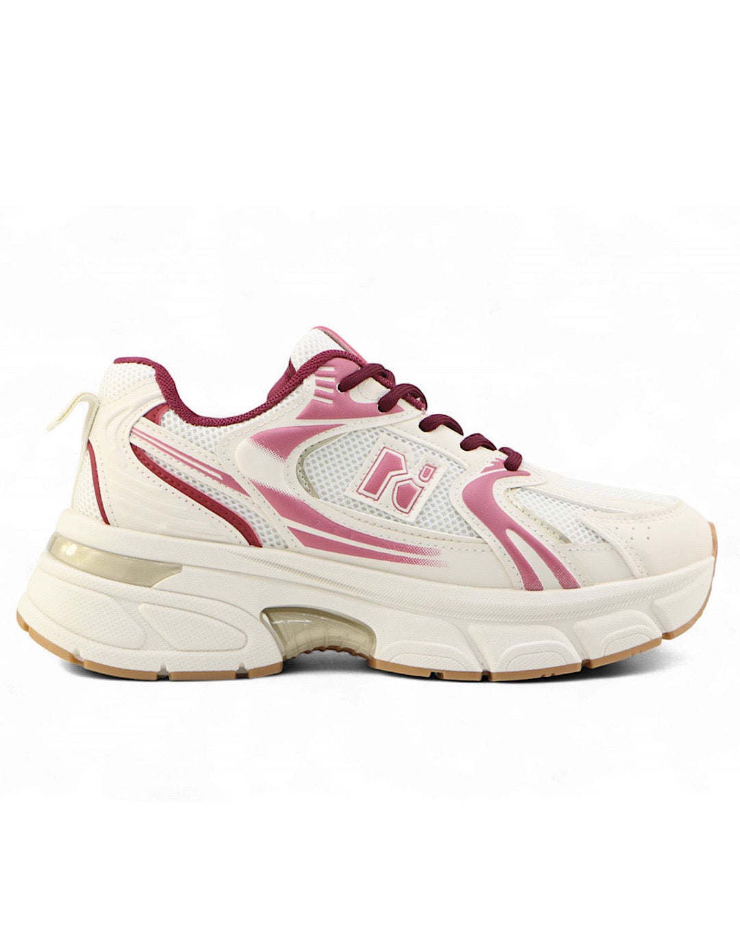 Pink Beige Chunky Lace Up Trainers