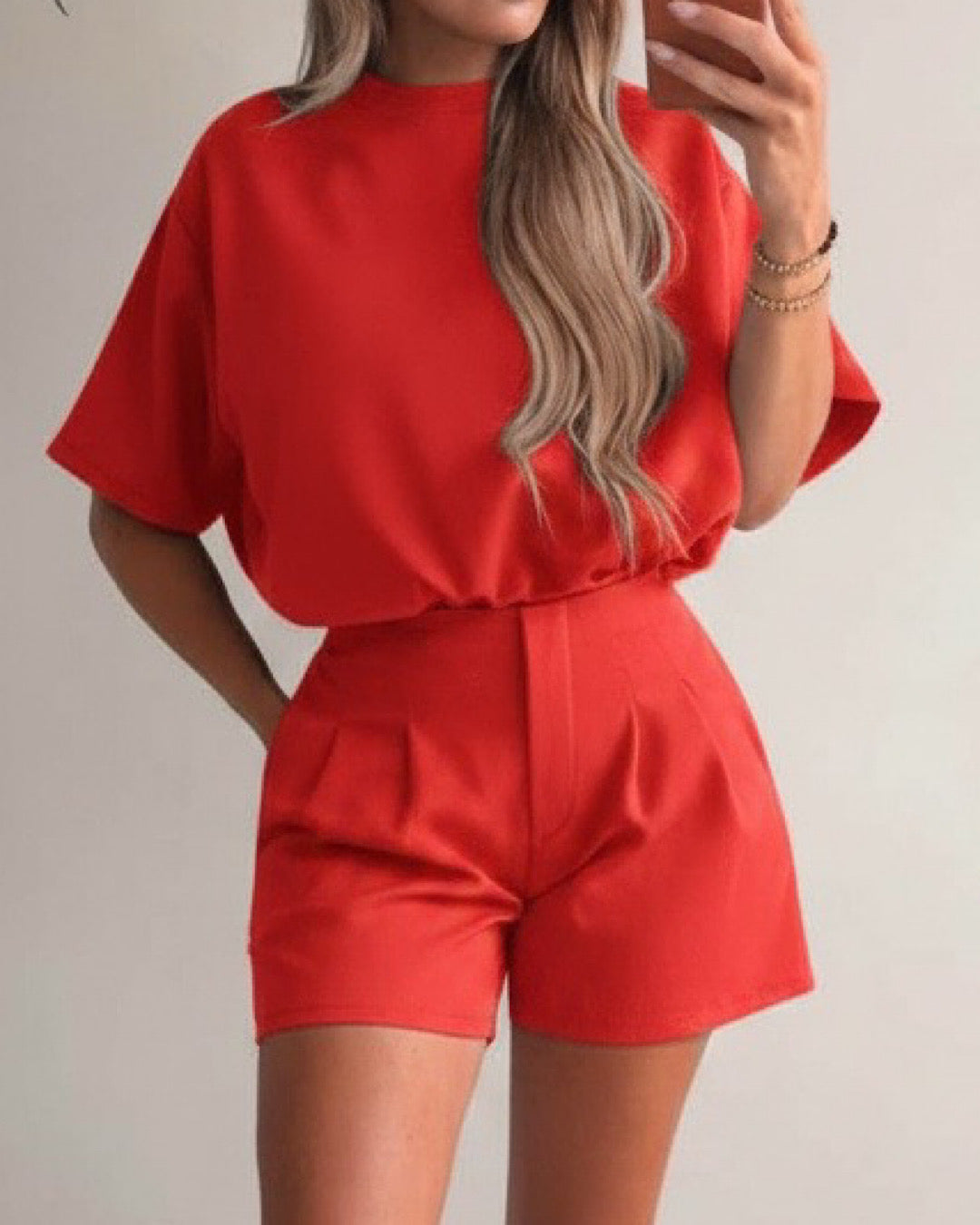 Red Tee & Shorts Set