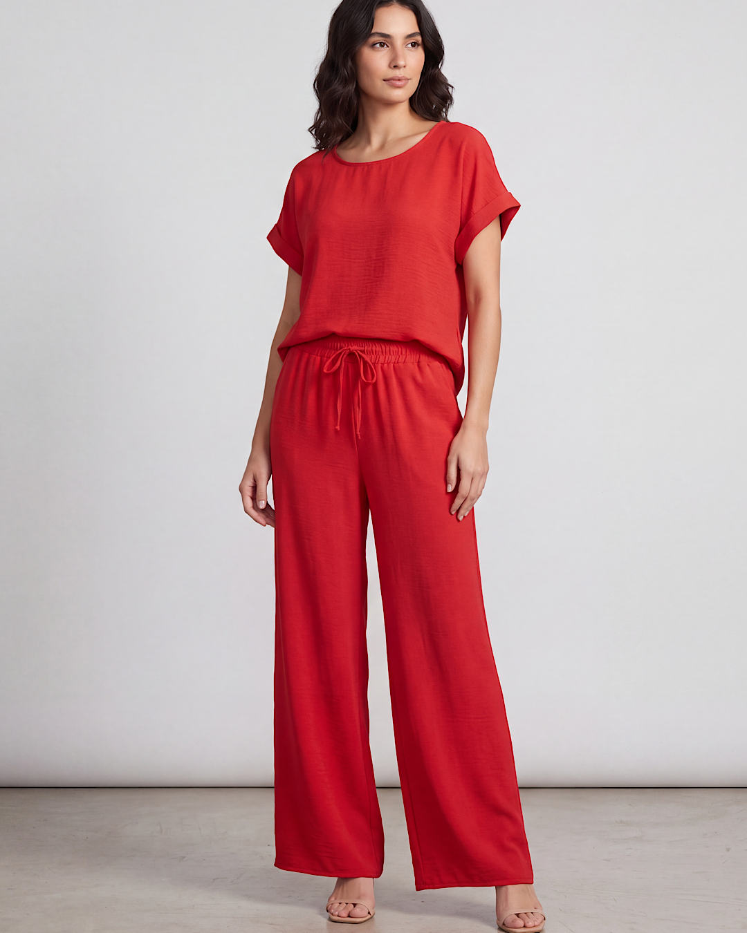 Red Top and Trousers Co Ord Suit