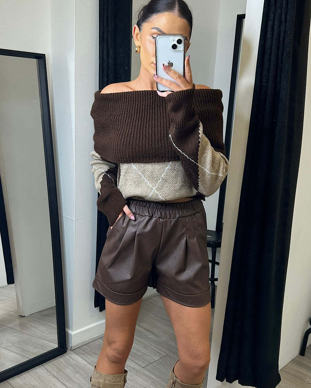 Chocolate Faux Leather Shorts