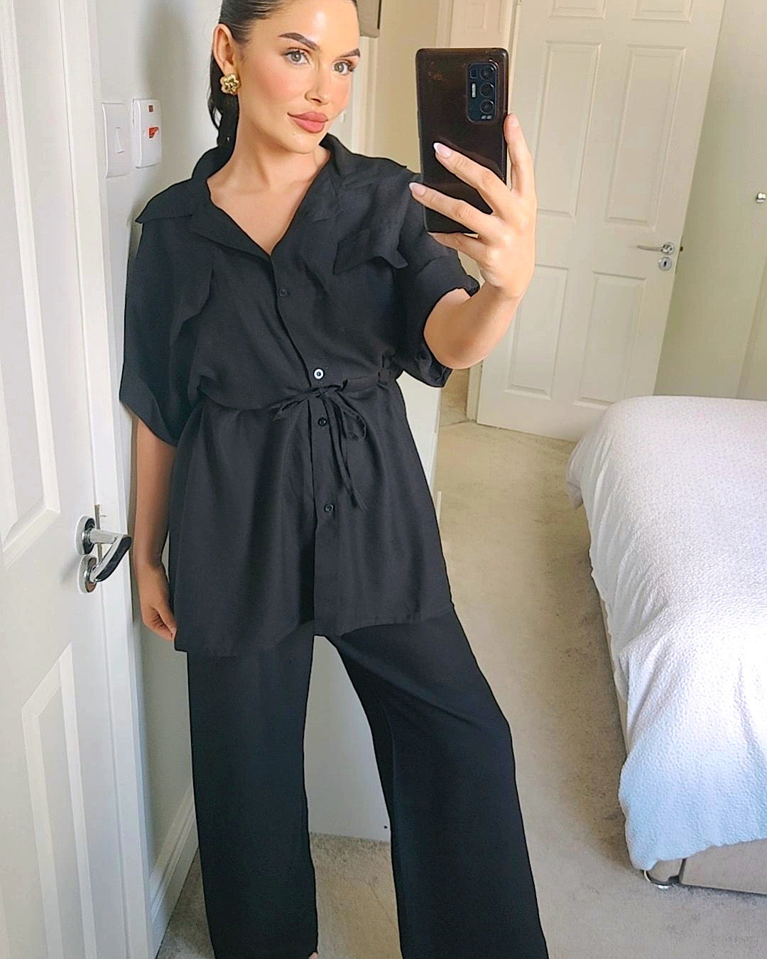 Black Shirt and Trousers Co Ord Suit