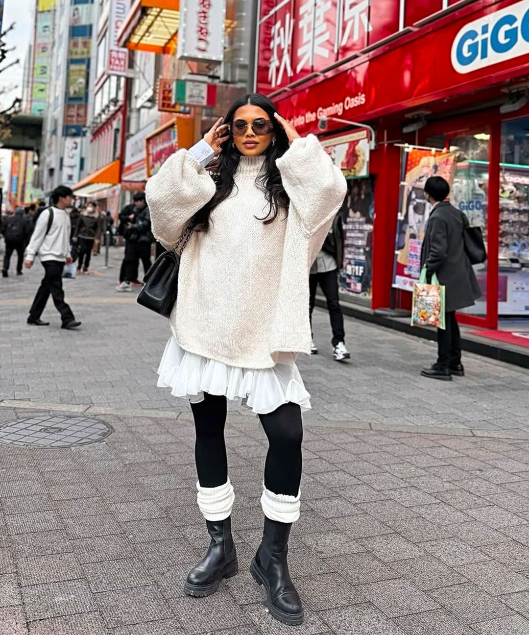Beige Oversized Knit Dress