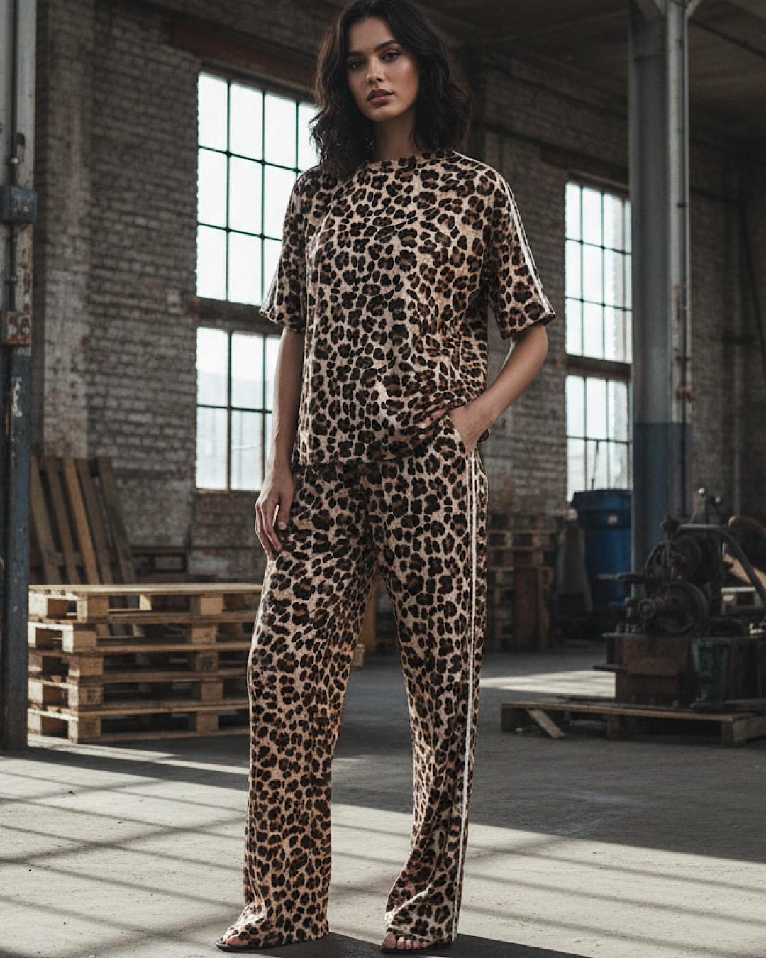 Leopard Print Top and Trousers Co-Ord Set