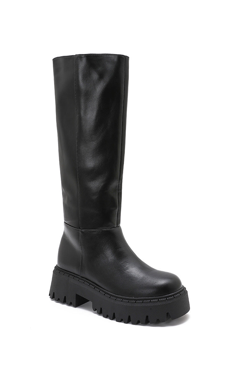 Black Below the Knee Platform Boots