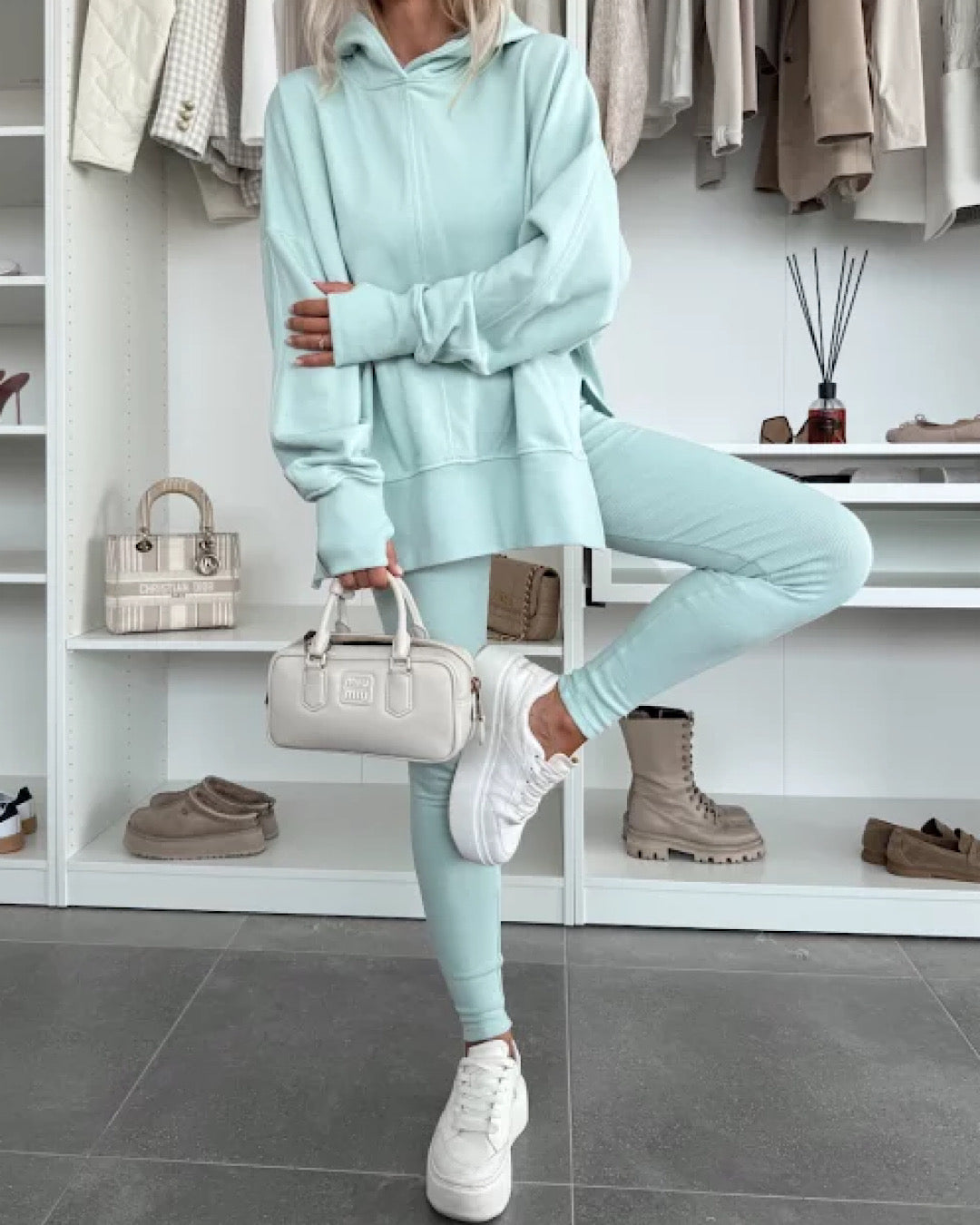 Mint Oversized Hoody and Leggings Suit