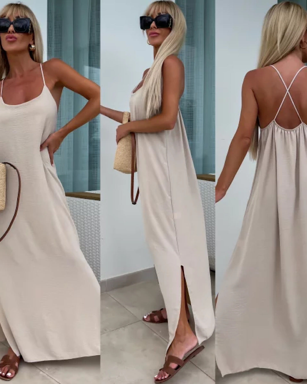 Beige Cami Maxi Dress