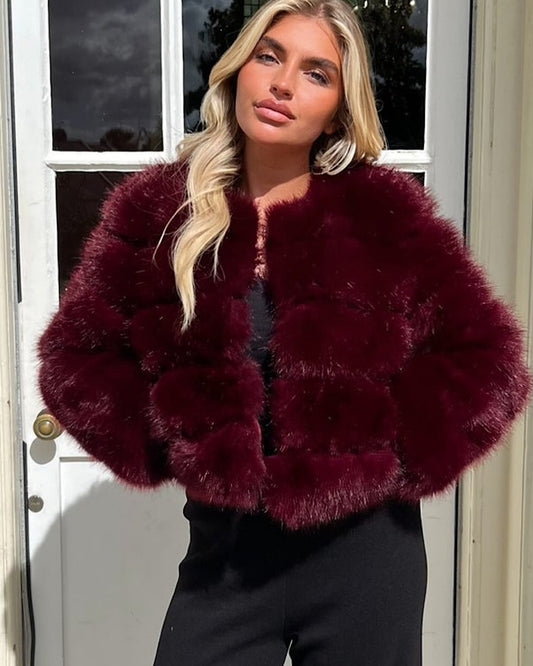 Wine Premium Faux Fur Jacket