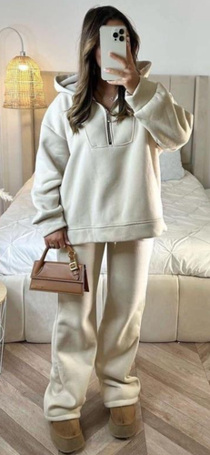 Beige Hoody and Joggers Suit