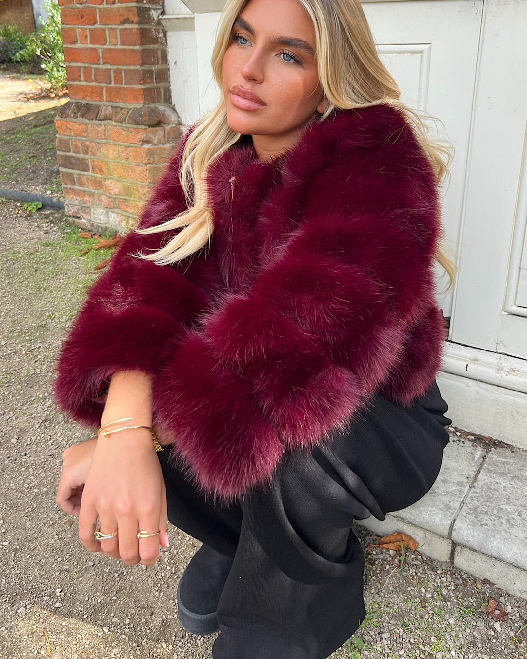Wine Premium Faux Fur Jacket