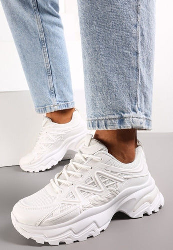 White Chunky Lace Up Trainers
