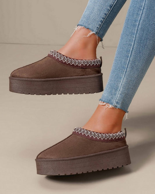 Chocolate Faux Suede Platform Boots
