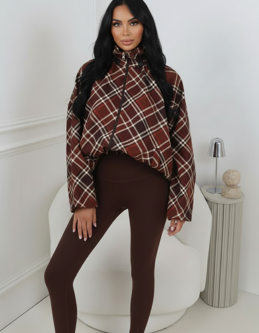 Hooded Check Windbreaker Jacket