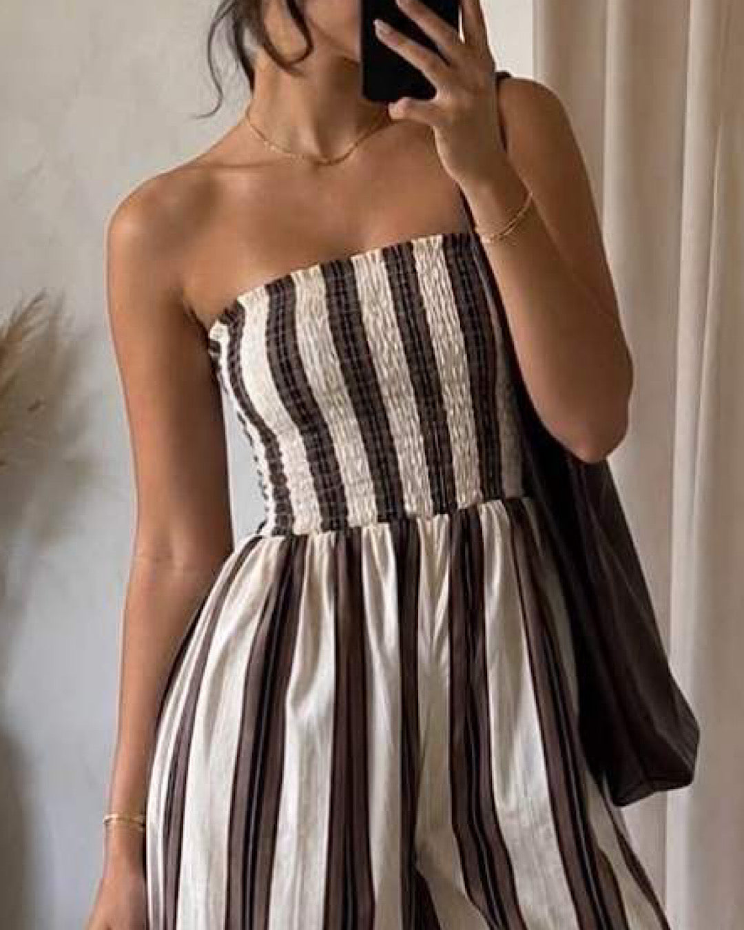 Chocolate & White Stripe Jumpsuit