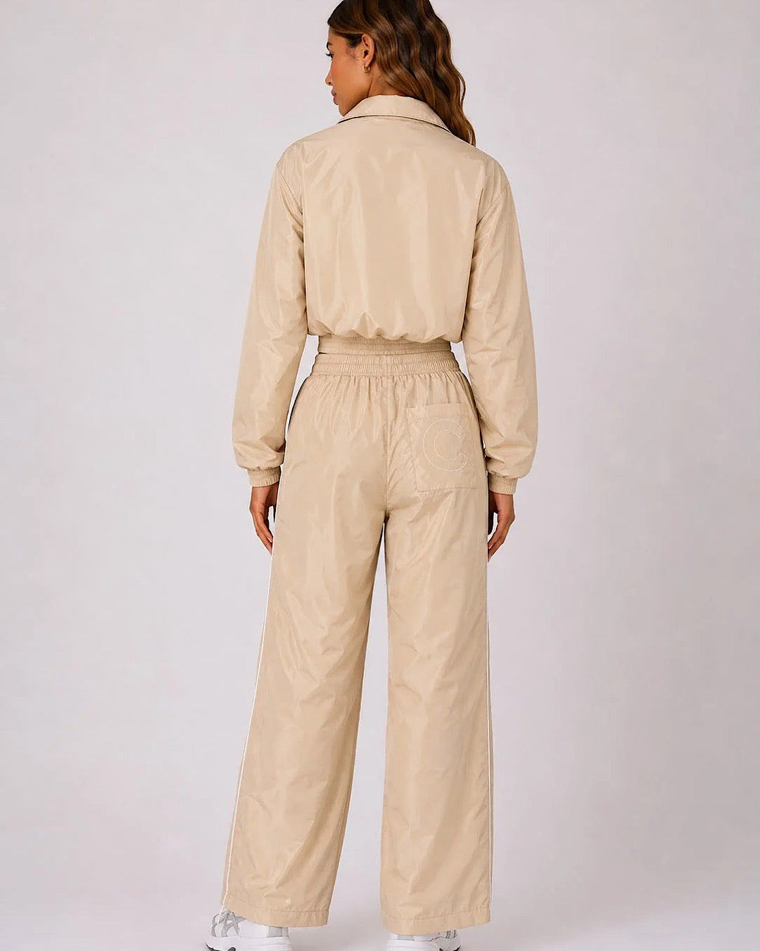 Beige Shell Jacket and Joggers Tracksuit