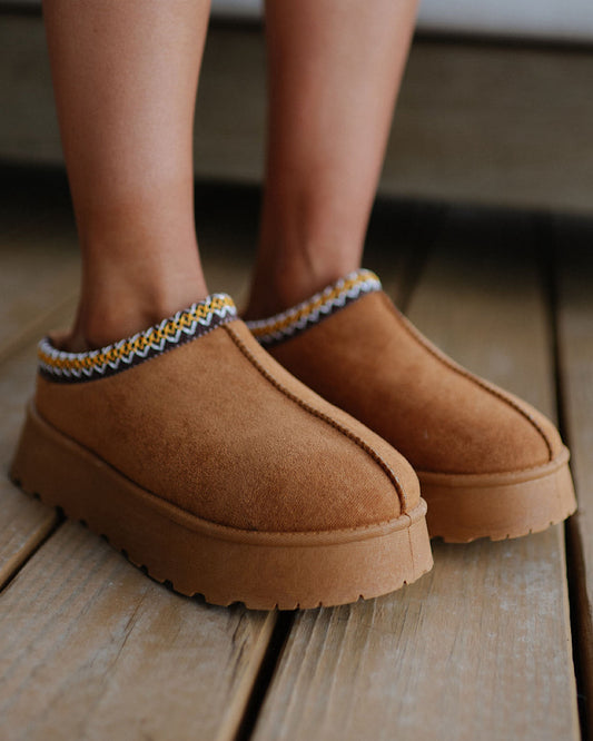 Camel Faux Suede Platform Boots