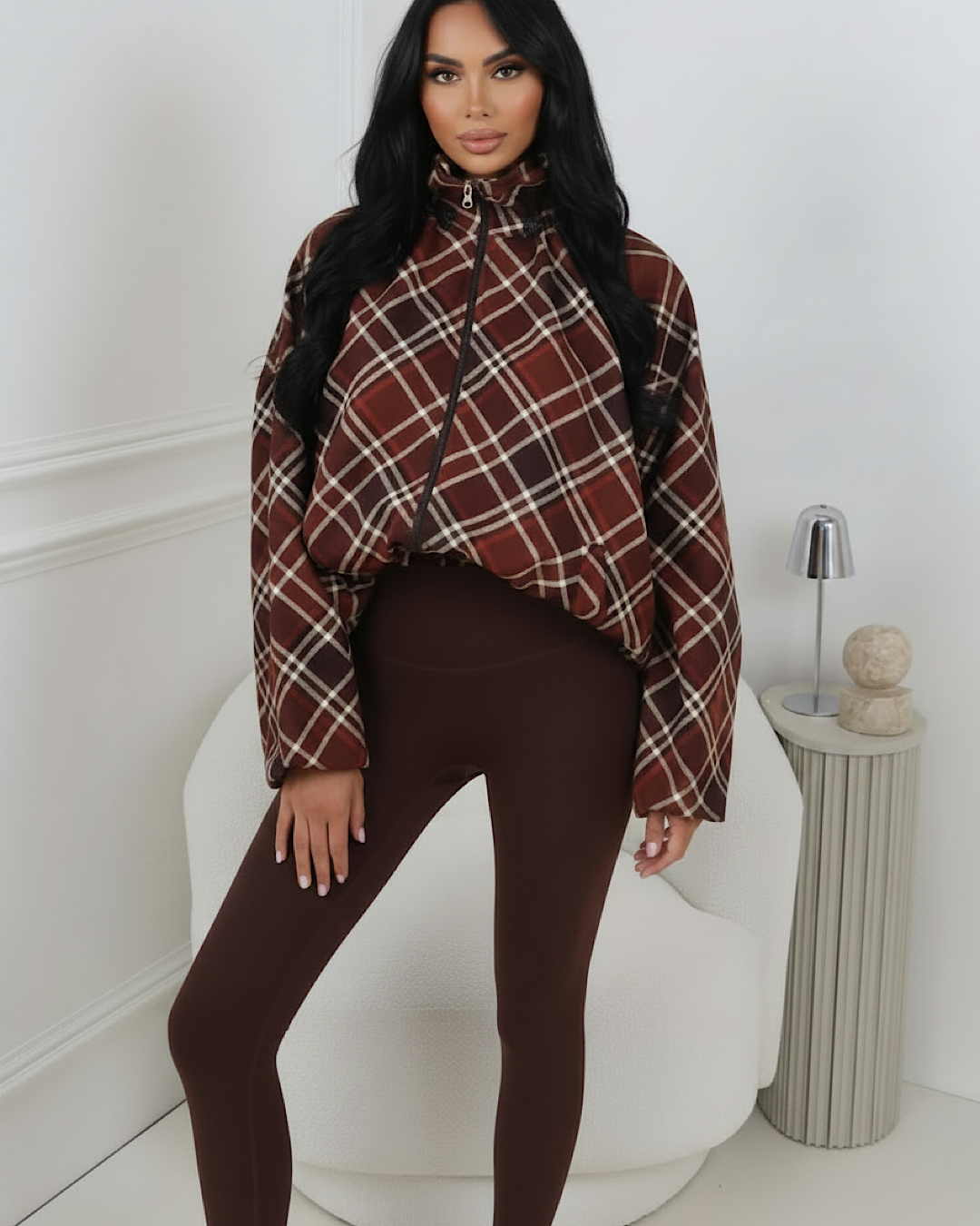 Hooded Check Windbreaker Jacket