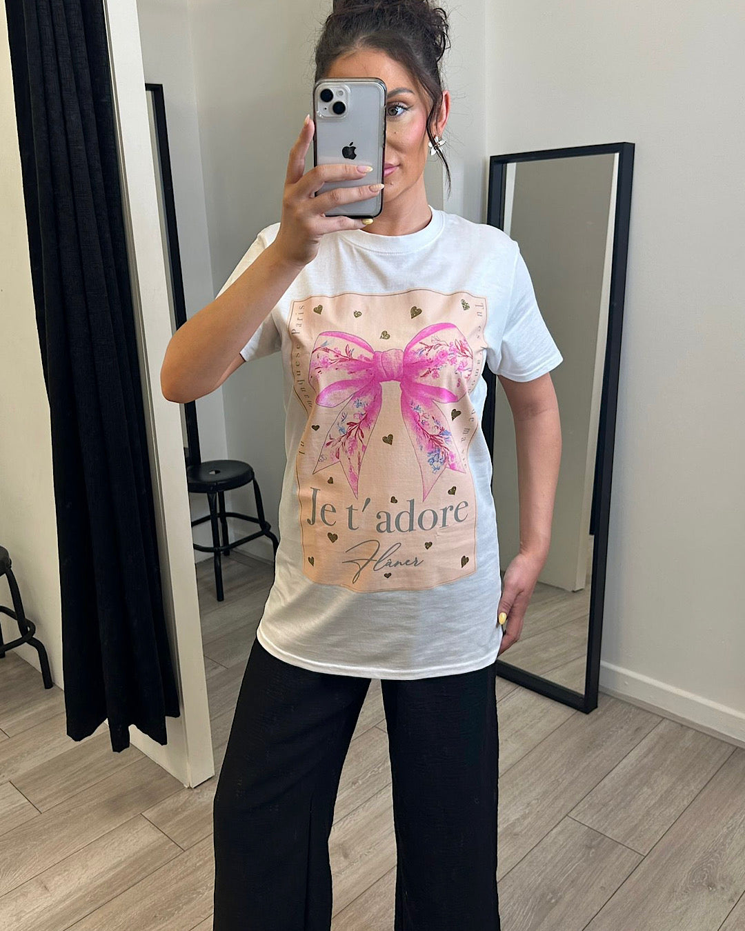 White Je t’adore Print Tee