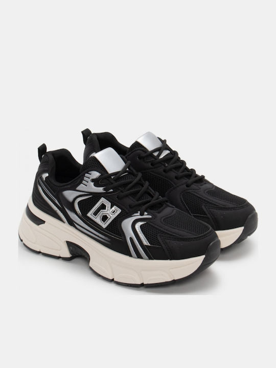 Black Beige Lace Up Trainers