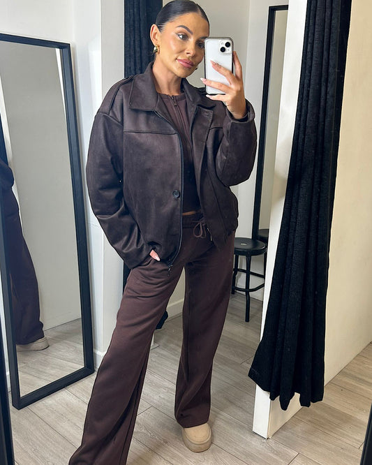 Brown Faux Suede Jacket