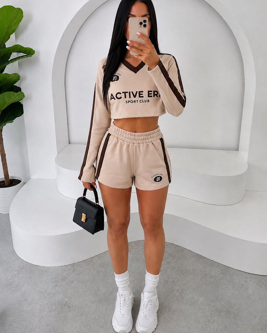 V Neck Sweat & Shorts Suit