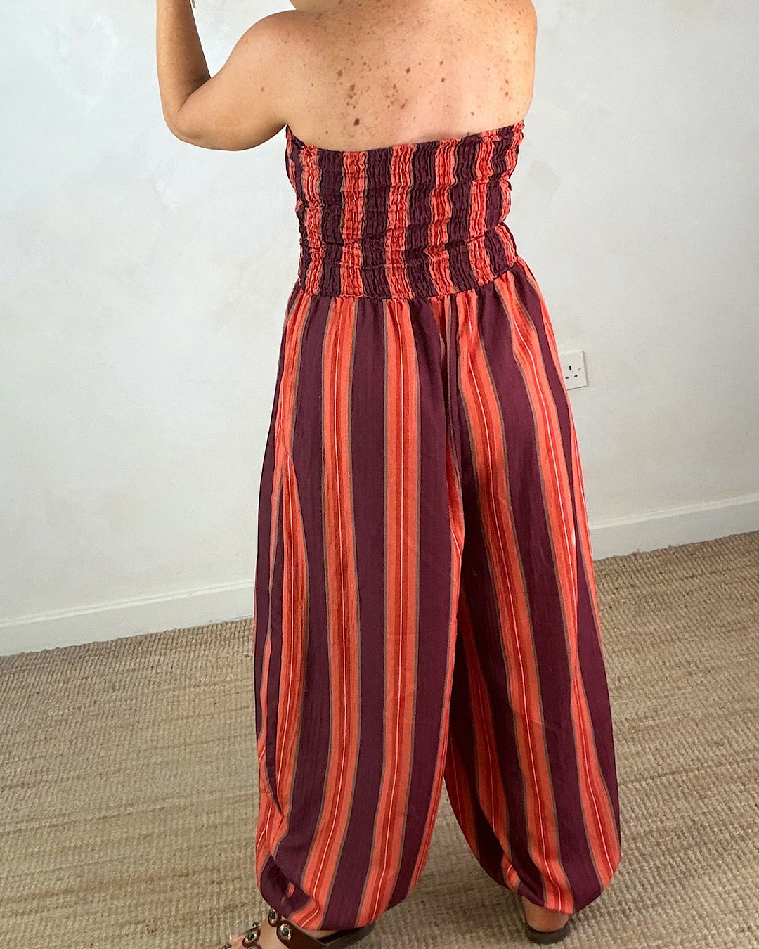 Orange Plum Stripe Jumpsuit
