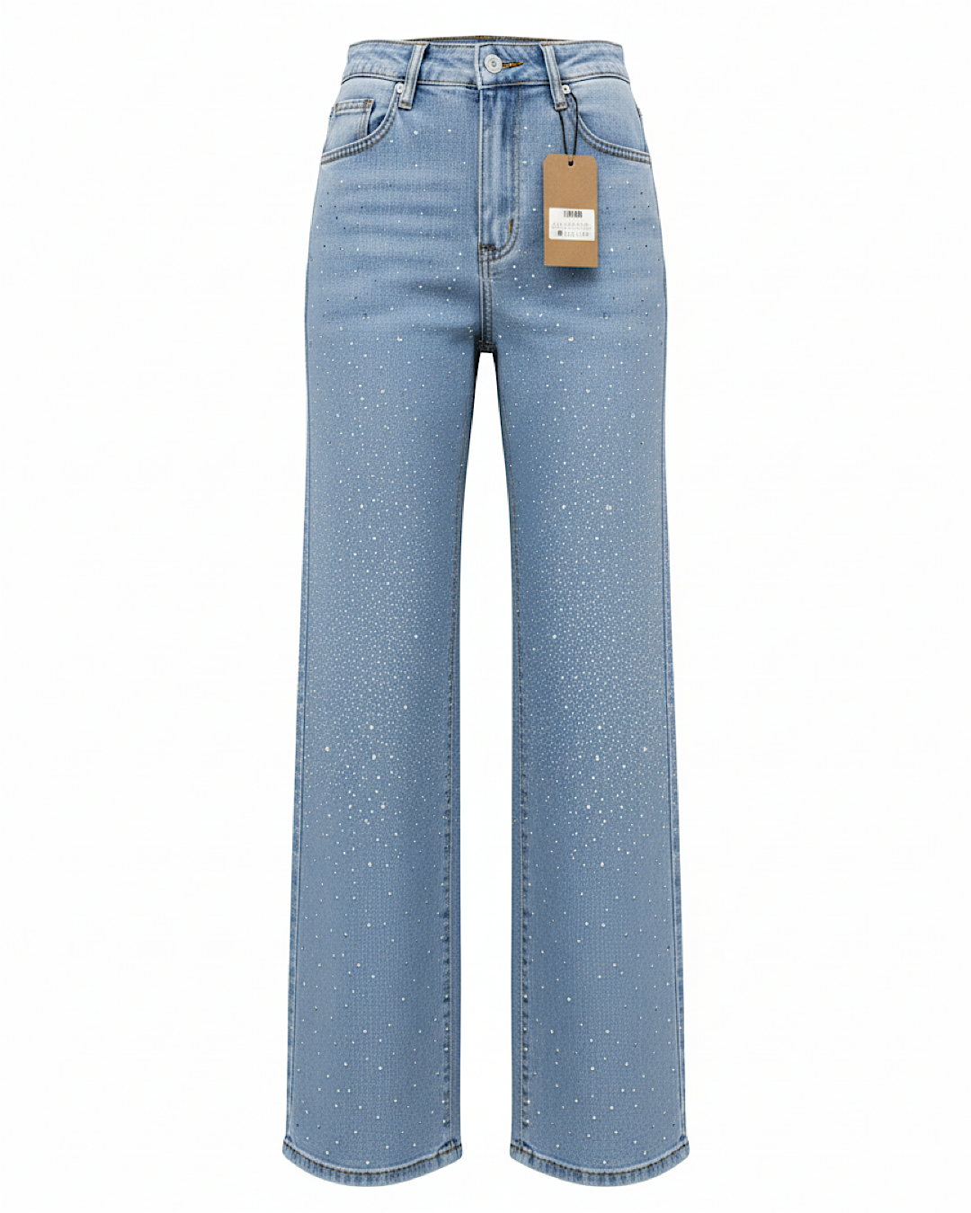 Straight Leg Diamond Embellished Jeans