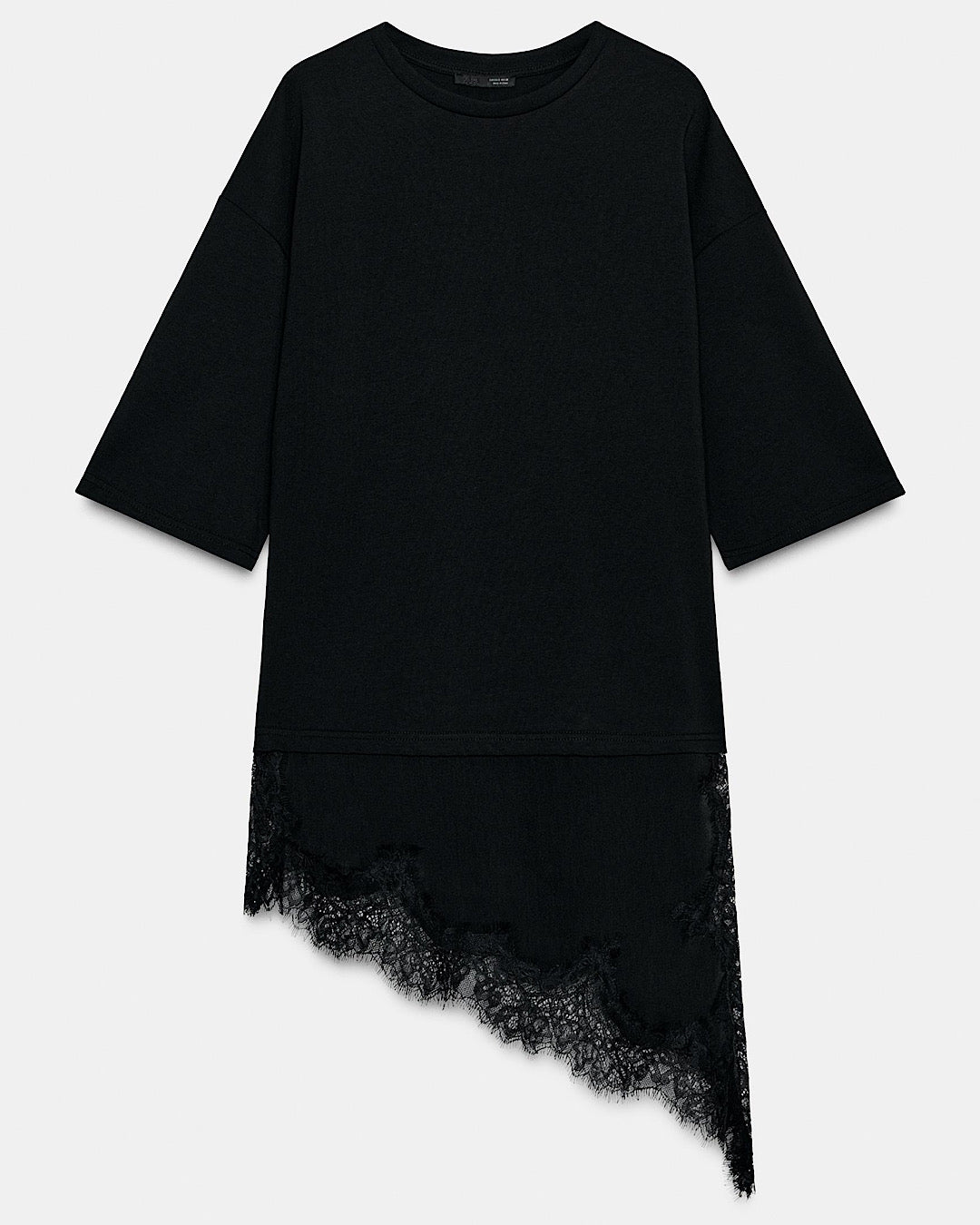 Black Lace Hem Tee Dress